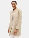 Eileen Fisher Quilted Tencel & Linen Long Jacket In Brown