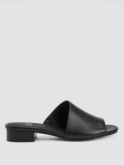 Eileen Fisher Quote Nappa Leather Slide Sandal In Black