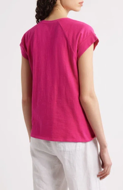 Eileen Fisher Raglan Cap Sleeve Organic Cotton Top In Pink