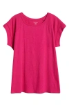 Eileen Fisher Raglan Short Sleeve Organic Cotton Jersey Top In Pink