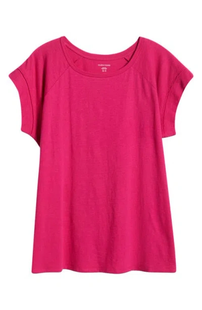 Eileen Fisher Raglan Short Sleeve Organic Cotton Jersey Top In Pink