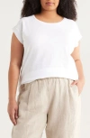 Eileen Fisher Raglan Short Sleeve Organic Cotton Jersey Top In White