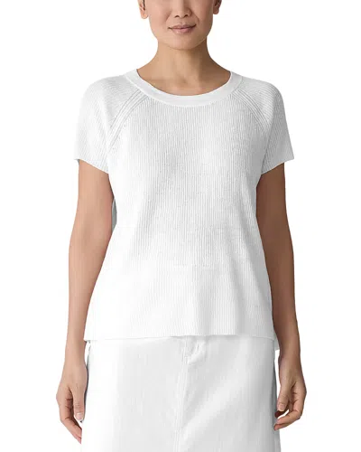 Eileen Fisher Raglan Short Sleeve Sweater In White