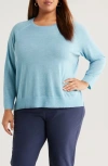 Eileen Fisher Raglan Sleeve Crewneck Merino Wool Sweater In Blue