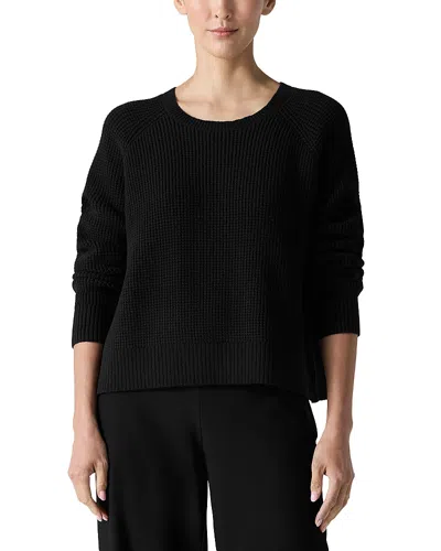 Eileen Fisher Raglan Sleeve Crewneck Sweater In Black