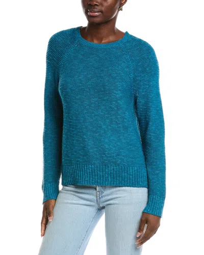 Eileen Fisher Raglan Sleeve Linen-blend Sweater In Blue