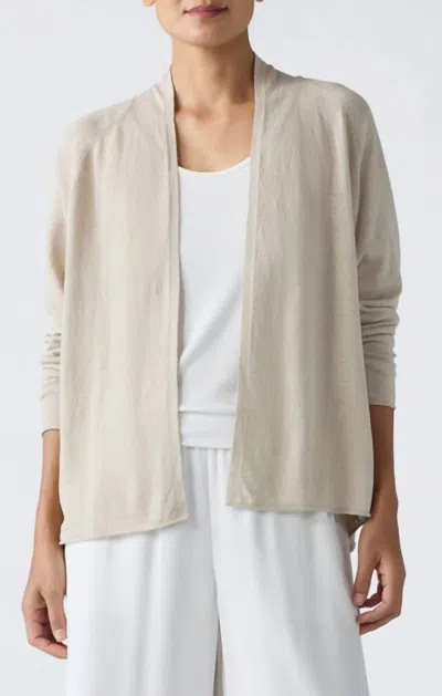Eileen Fisher Raglan Sleeve Linen Cardigan In Undyed Natural In Neutral