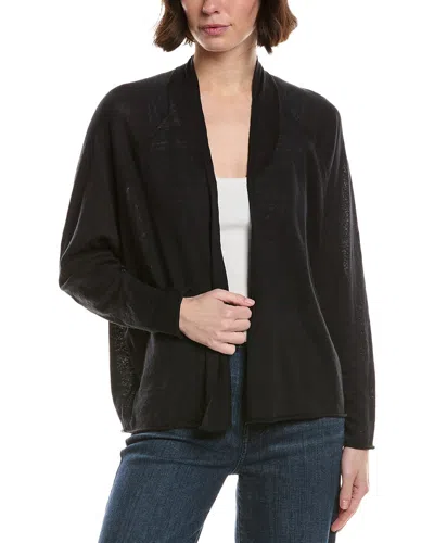 Eileen Fisher Raglan Sleeve Linen-blend Cardigan In Black