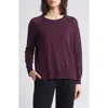 Eileen Fisher Raglan Sleeve Merino Wool Pullover In Blackberry