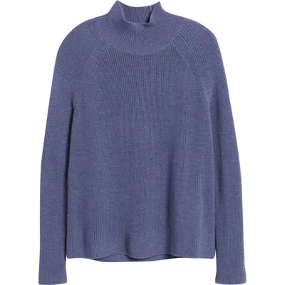 Eileen Fisher Raglan Sleeve Merino Wool Turtleneck Sweater In Blue
