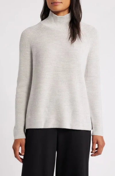 Eileen Fisher Raglan Sleeve Merino Wool Turtleneck Sweater In Sea Salt