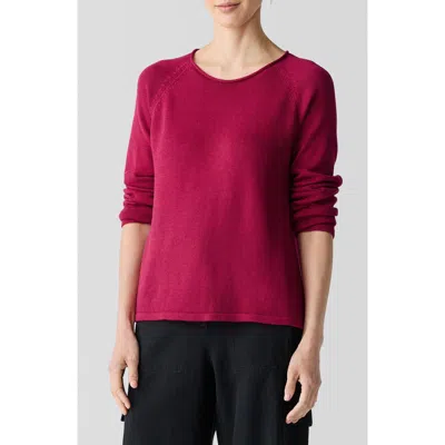Eileen Fisher Raglan Sleeve Organic Cotton Blend Sweater In Azalea