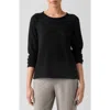 Eileen Fisher Raglan Sleeve Organic Cotton Blend Sweater In Black