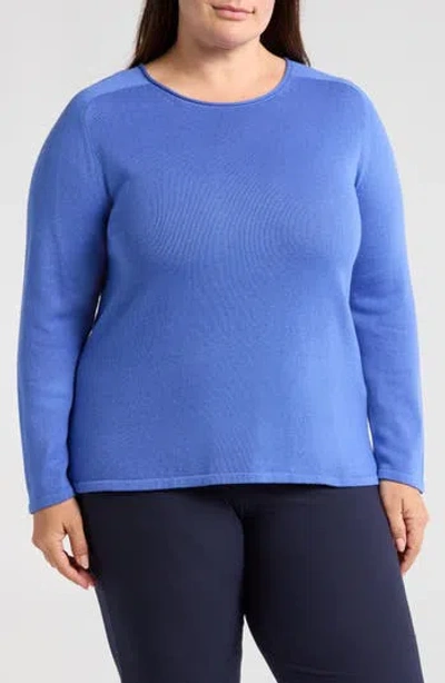 Eileen Fisher Raglan Sleeve Organic Cotton Blend Sweater In Blue Star