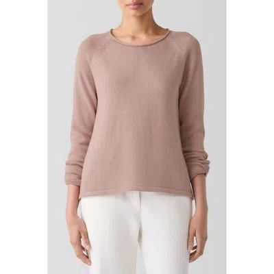 Eileen Fisher Raglan Sleeve Organic Cotton Blend Sweater In Opal