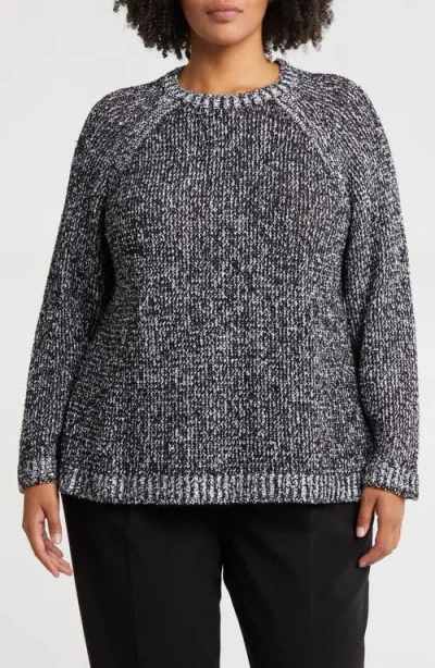 Eileen Fisher Raglan Sleeve Organic Cotton Sweater In Black