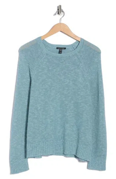 Eileen Fisher Raglan Sleeve Organic Linen & Organic Cotton Sweater In Blue