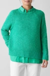 Eileen Fisher Raglan Sleeve Organic Linen & Organic Cotton Sweater In Green