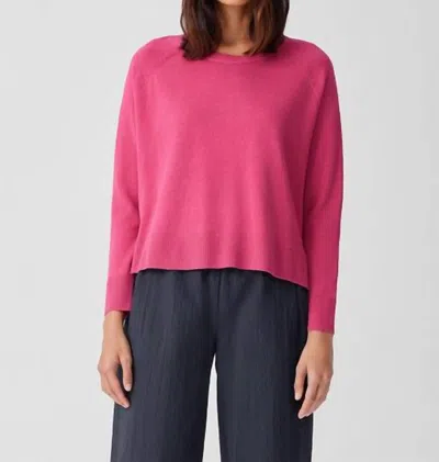 Eileen Fisher Raglan Sleeve Pullover In Geranium In Pink
