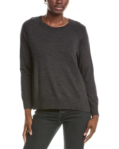 Eileen Fisher Raglan Sleeve Wool Pullover In Gray