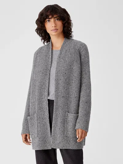 Eileen Fisher Recycled Cashmere Tweed Cardigan In Gray