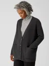 Eileen Fisher Recycled Cashmere Wool Boyfriend Cardigan In Gray