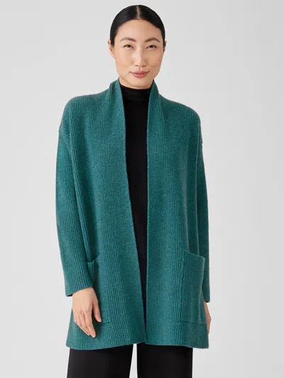 Eileen Fisher Recycled Cashmere Wool Cardigan In Blue