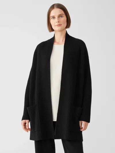 Eileen Fisher Recycled Cashmere Wool Cardigan In Black