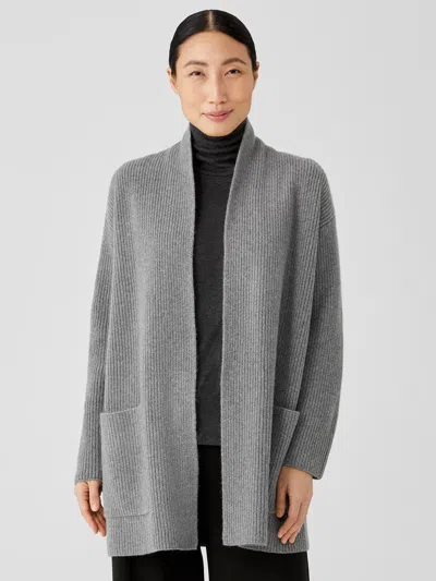 Eileen Fisher Recycled Cashmere Wool Cardigan In Gray