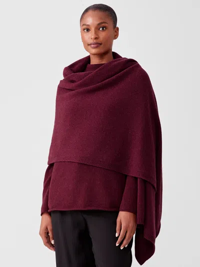 Eileen Fisher Recycled Cashmere Wool Oversized Wrap In Burgundy
