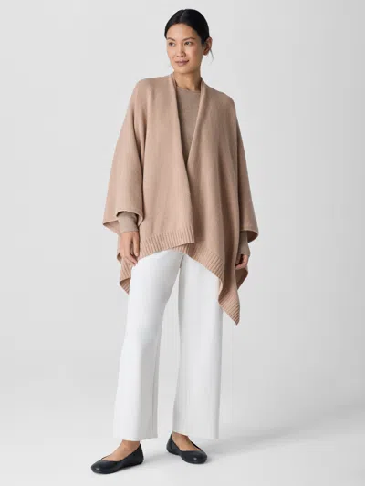 Eileen Fisher Recycled Cashmere Wool Poncho In Brown