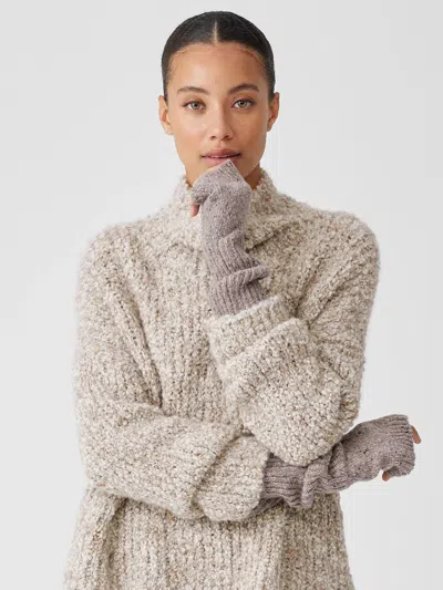 Eileen Fisher Recycled Cashmere Wool Tweed Glovelettes In Neutral
