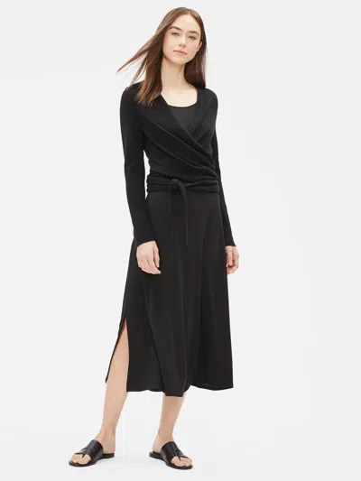 Eileen Fisher Recycled Cashmere Wrap Cardigan In Black