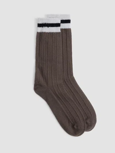 Eileen Fisher Recycled Nylon Blend Crew Sock In Brown