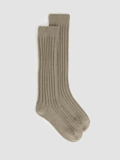Eileen Fisher Recycled Nylon Blend Ribbed Slouch Sock In Gray