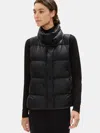 Eileen Fisher Recycled Nylon Funnel Neck Vest In Black