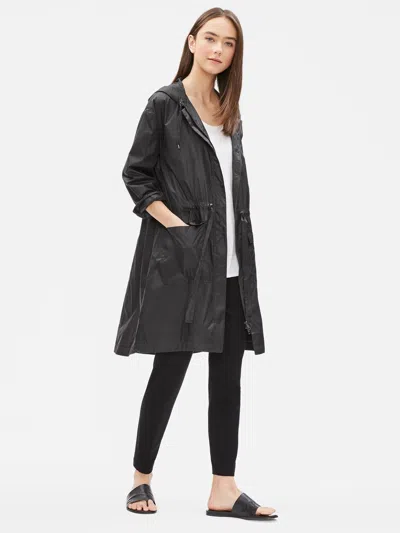 Eileen Fisher Recycled Nylon Hooded Jacket In Gray
