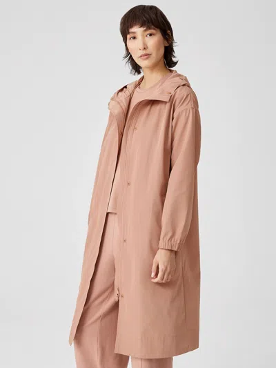 Eileen Fisher Recycled Polyester Hooded Coat In Neutral
