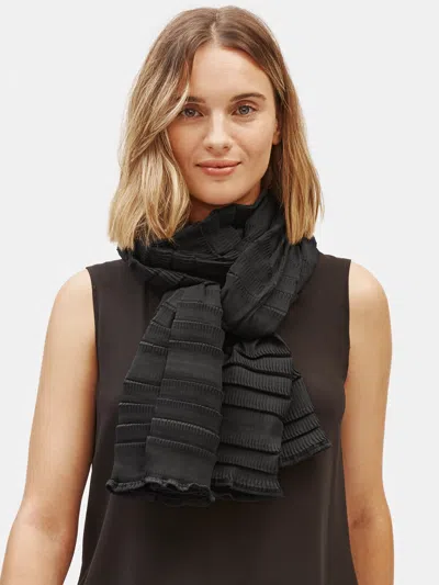 Eileen Fisher Recycled Polyester Pleated Scarf In Black