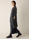 Eileen Fisher Recycled Wool Cashmere Notch Collar Cardigan In Black