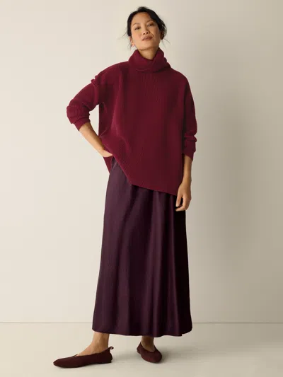 Eileen Fisher Recycled Wool Cashmere Turtleneck Top In Burgundy