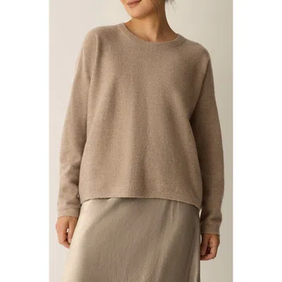 Eileen Fisher Relaxed Fit Wool Felt Sweater In Brown