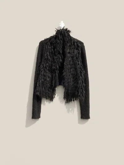 Eileen Fisher Renew Mohair Fur Cardigan, L In Black
