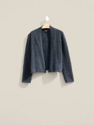 Eileen Fisher Renew Mohair Plush Melange Cardigan, M In Gray