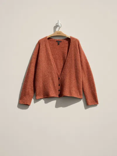 Eileen Fisher Renew Mohair Plush Melange Cropped Cardigan, Xl In Orange