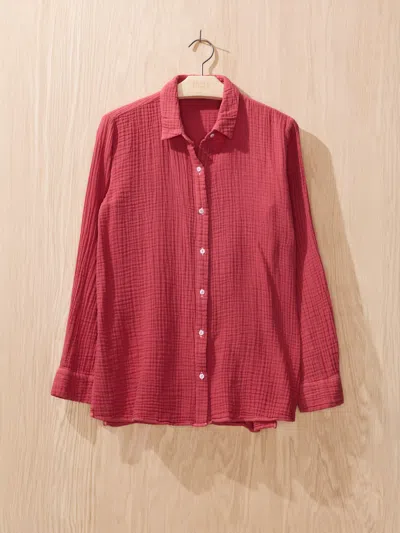 Eileen Fisher Renew Overdye Organic Cotton Shirt, Xs In Rust