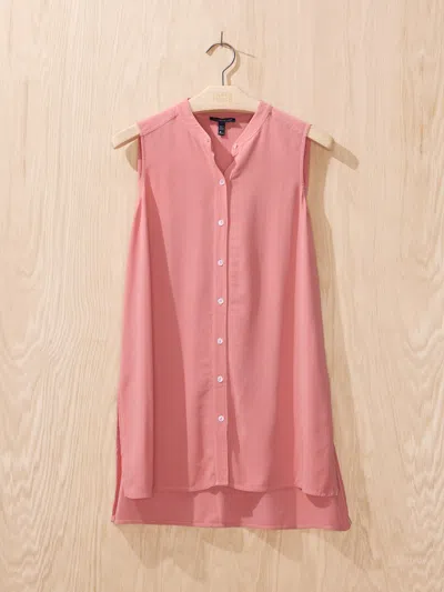 Eileen Fisher Renew Overdye Silk Sleeveless Shirt, Pp In Rust
