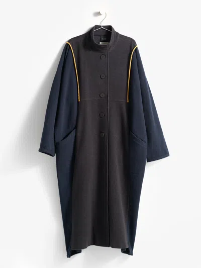 Eileen Fisher Resewn Boiled Wool Panel Coat In Blue
