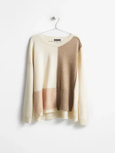 Eileen Fisher Resewn Cashmere Color-block Box-top In Multi