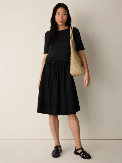 Eileen Fisher Resewn Washable Stretch Crepe A-line Skirt In Black